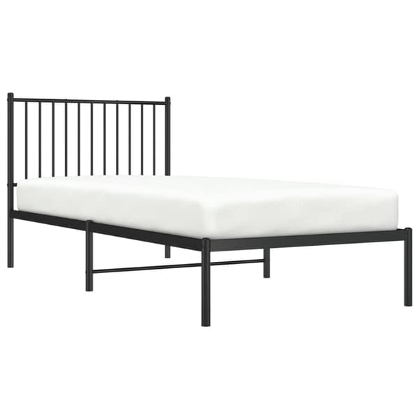 vidaXL metalsengestel med hovedgærde sort 90x200 cm