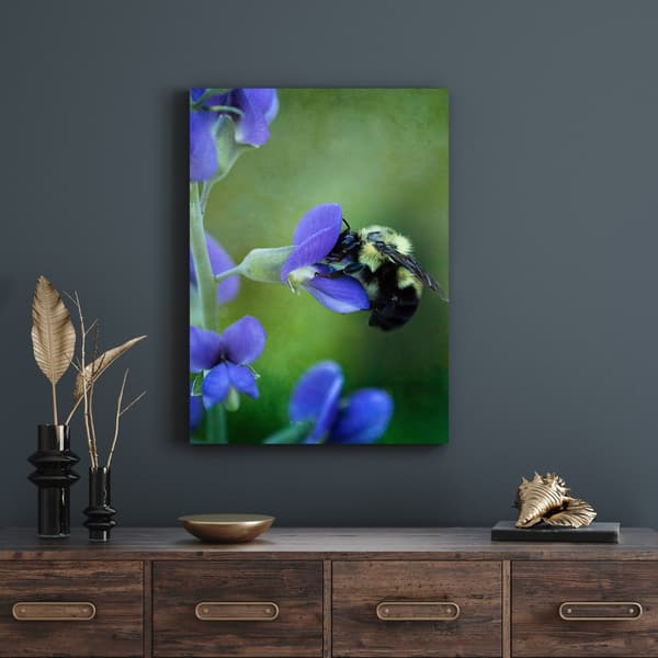 Lærredstryk Botanik Bi blomst 30x40 cm