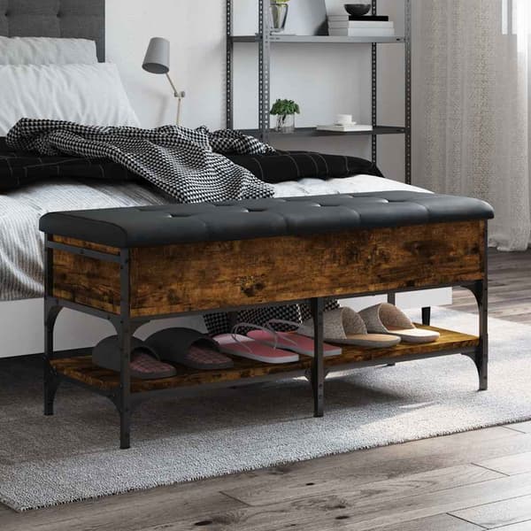 vidaXL skobænk røget eg 102x42x45 cm