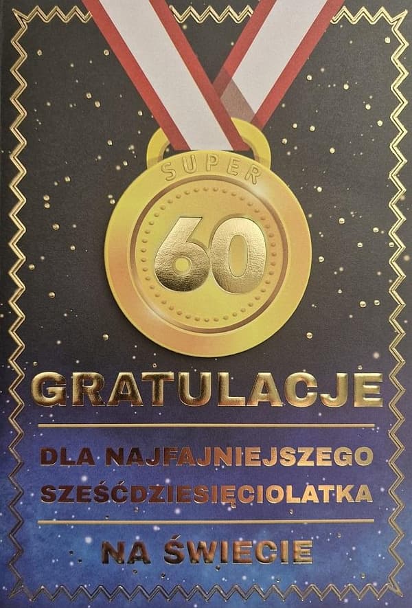 Födelsedagskort 60-års medalj för män