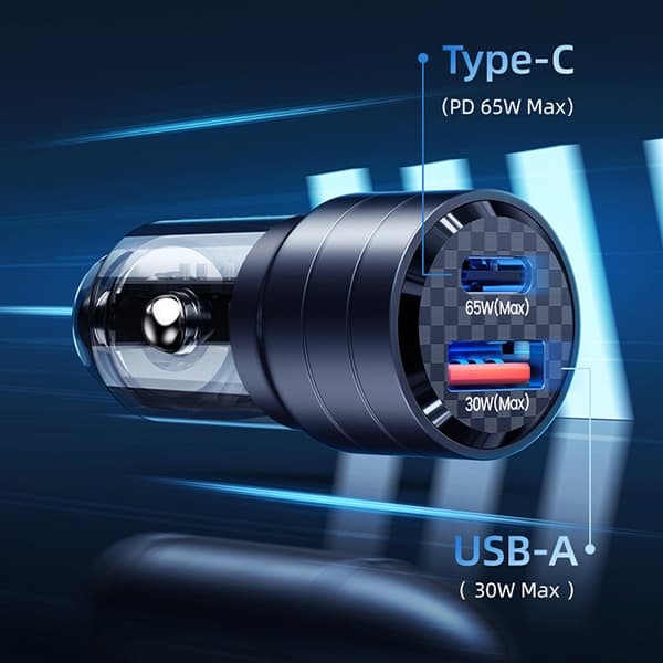 USAMS Biloplader C36 USB+USB-C 95W Fast Charge sort/sort CC176CC01 (US-CC176)