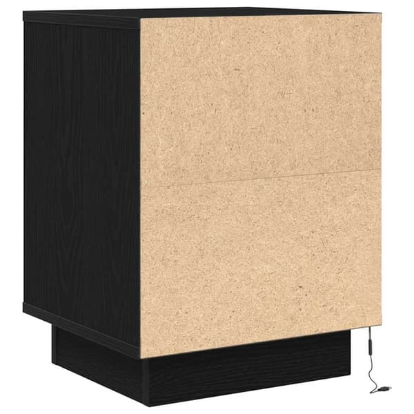 vidaXL Natbord med LED-lys sort 38x34x50 cm