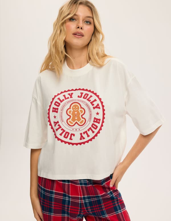 Candy Cane Bloovii Dampyjamas med kort ärm | Vit S