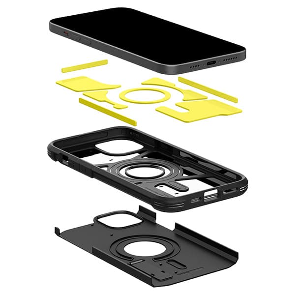 Spigen Tough Armor MagSafe -kotelo iPhone 15:lle, musta