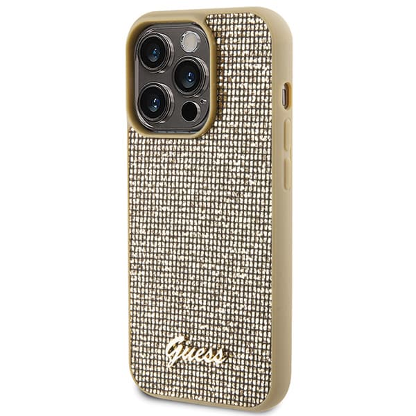 Guess Disco Metal Script-skal till iPhone 15 Pro, guld