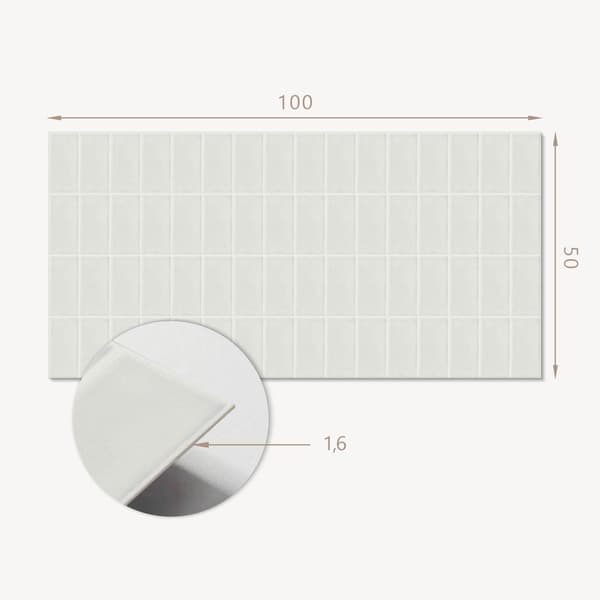 Vinyl vægpanel til moderne indretning 100x50 cm simpel rektangulær mosaik