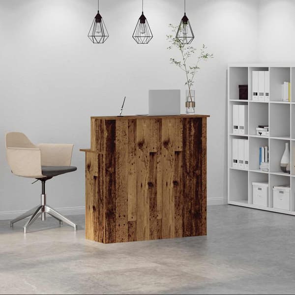 vidaXL Receptionsdisk gammalt trä 100x50x103,5 cm limmat trä