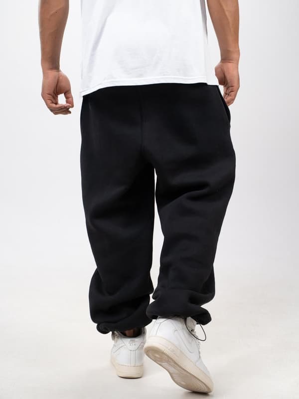Brede, baggy joggingbukser til mænd, sort, UrbanCity uden logo, snøre, M