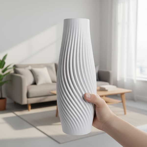 Smal vit dekorativ vas för blommor, modern design