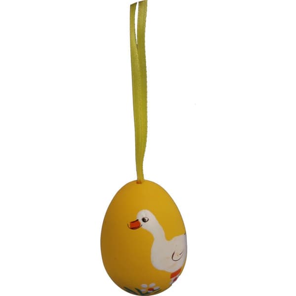 Ägghenkel i plast, set om 6, 6 cm, orange och gul