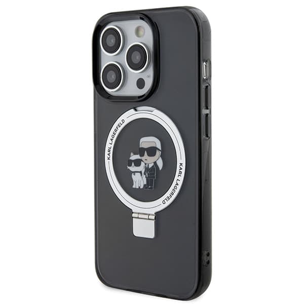 Karl Lagerfeld Ring Stand Karl&Choupettte MagSafe-etui til iPhone 15 Pro Max, sort