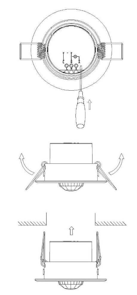 Rörelsesensor för undertak, infälld, 1200W, 360°, 6m justering