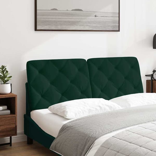 vidaXL Sängynpäädyn tyyny, tummanvihreä, 140 cm, sametti