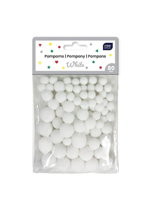 Koristepompomit 80 kpl Valkoinen