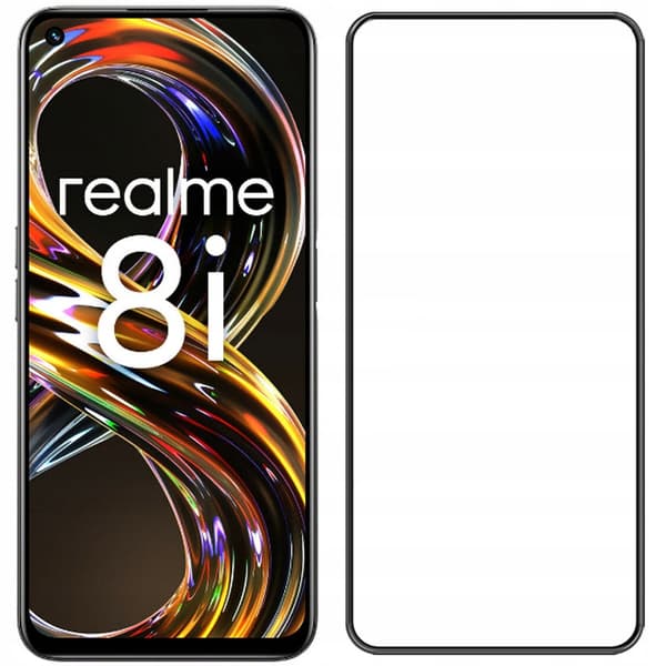 2x härdat glas för Realme 8i med helskärmstäckning och 5D-glas