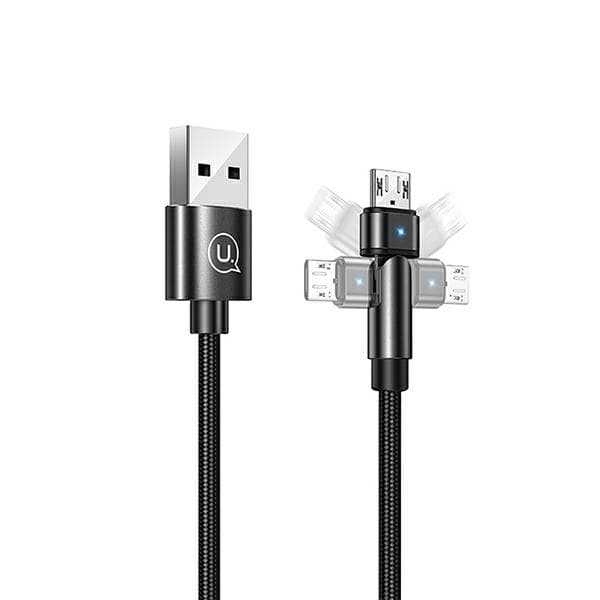 USAMS punottu pyörivä kaapeli U60 2A USB-A - MicroUSB musta
