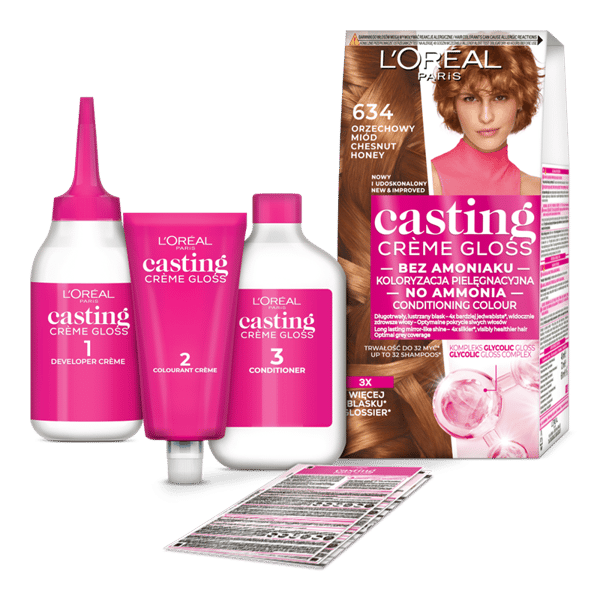 L'Oréal Casting Creme Gloss hårfärg - 634 Nöthonung 48ml, 72ml, 60ml