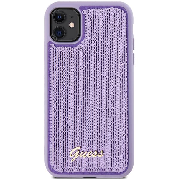 Guess Sequin Script Metal cover til iPhone 11 / Xr, lilla/lilla