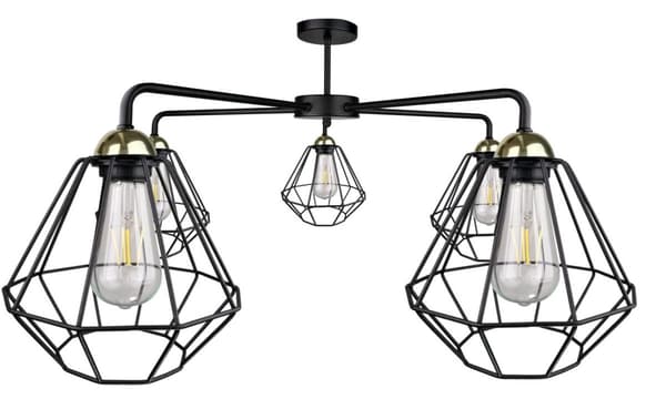 Loftlampe 5xE27 FOSKAL SORT/GULD