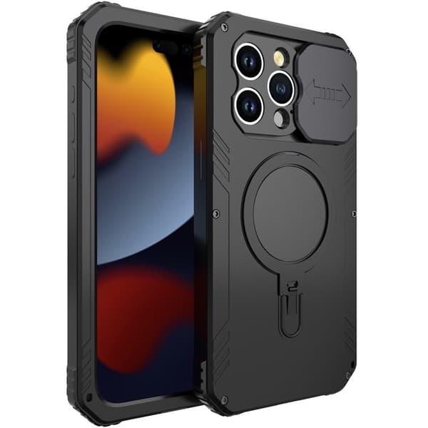 iPhone 15 Pro -kotelo, DefenderMag, musta