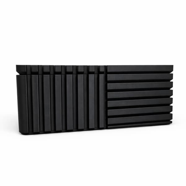 Sort rillet organizer-boks med låg til småting til kontoret