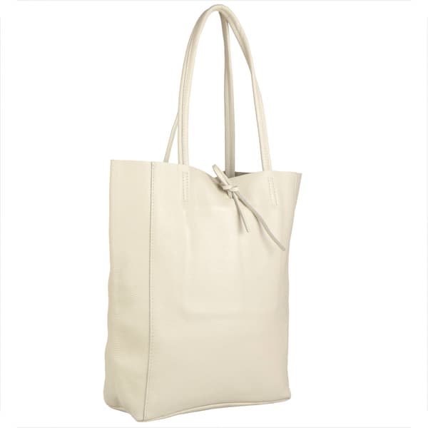 Superlet læder shopper taske, lys beige