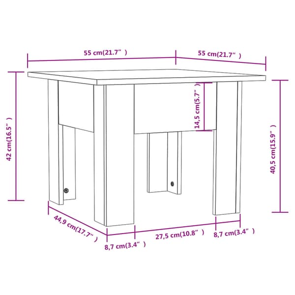 vidaXL sofabord røget eg 55x55x42 cm