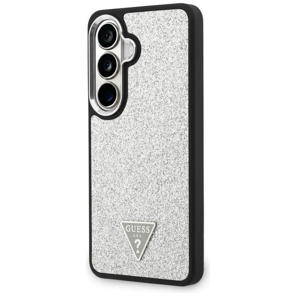 Guess Fixed Glitter Triangle MagSafe-etui til Galaxy S26, sølv
