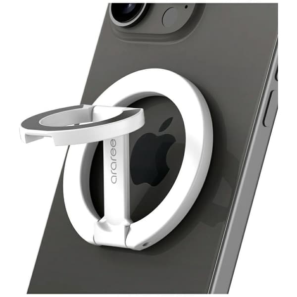 Sormusteline Araree A-Ring MagSafe GripTok valkoinen