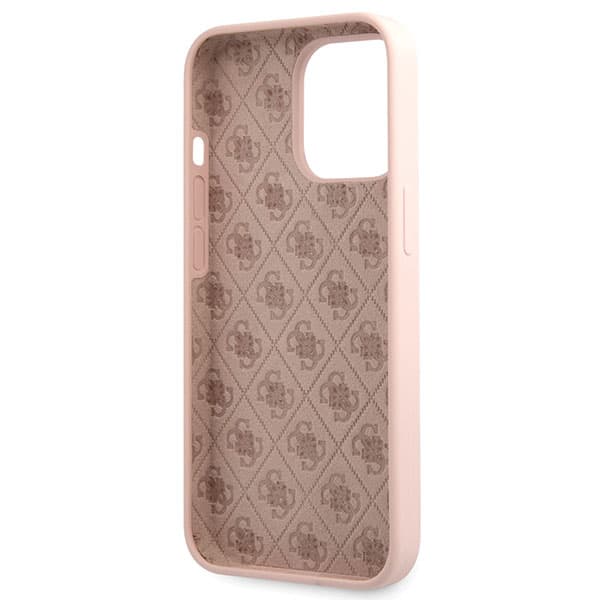 Guess Silikone Script Guld Logo cover til iPhone 13 Pro Max, lyserød/lyserød