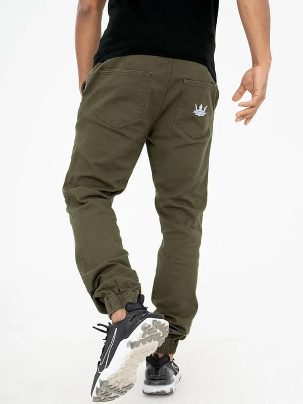 Jigga Crown Stretch Joggingbyxor Olivgrön/Vit M