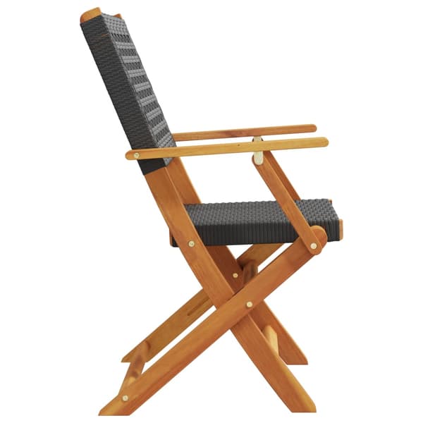 vidaXL foldbare havestole, sæt med 4, sort polyrattan og træ