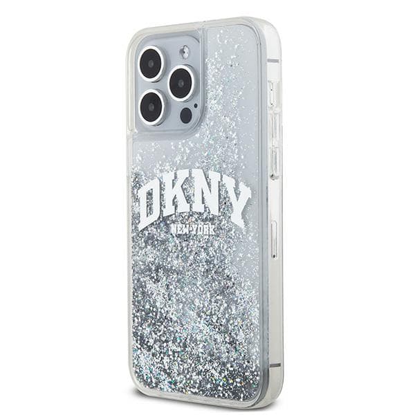 DKNY Liquid Glitter Big Logo-cover til iPhone 15 Pro Max, hvid