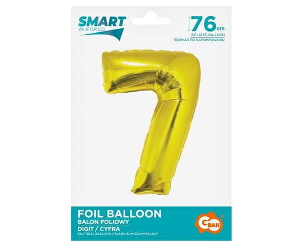 Folieballon nummer 7 guld Smart 76cm