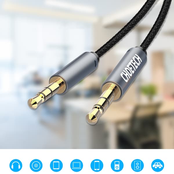 AUX lydkabel til højttaler 2x mini jack 3,5 mm han 1,2m - sort