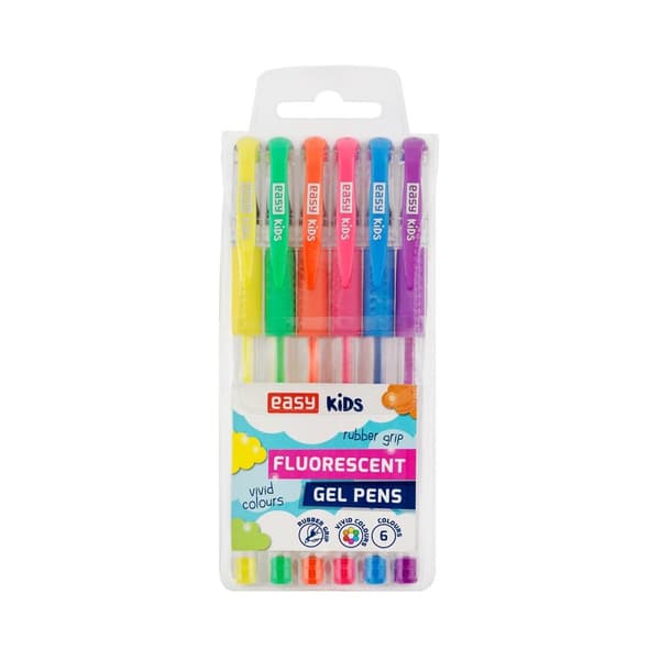 Fluorescerende gelpen 6 farver EASY