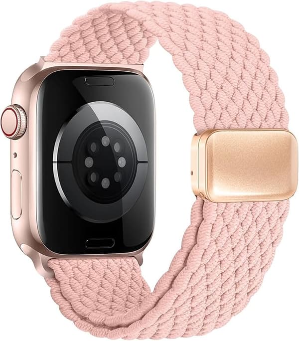Apple Watch-rem flätad nylon magnetisk rosa