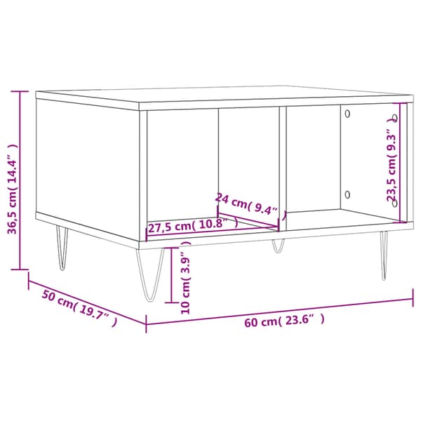 vidaXL sofabord brunt egetræ 60x50x36,5 cm