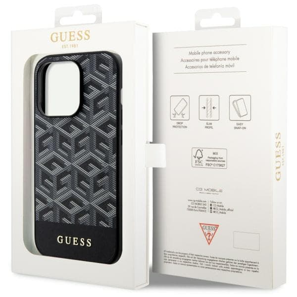 Guess GCube Stripes MagSafe-etui til iPhone 14 Pro Max, sort