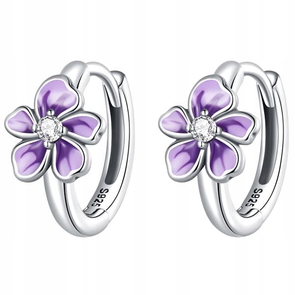 Silverörhängen lila blomma silver pr 925 ks089