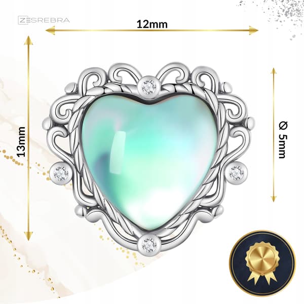 Charms hjerte opal sølv pr 925 vedhæng perle hjerte perler kærlighed