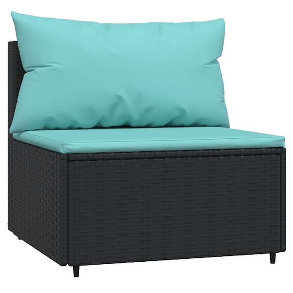 vidaXL midtersofaer med hynder, 2 stk., sort, polyrattan