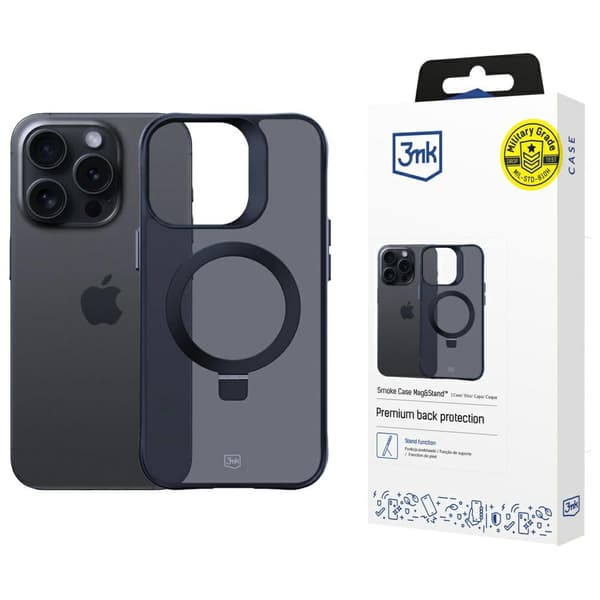 3mk Smoke Case Mag&Stand -kotelo iPhone 16 Pro Maxille