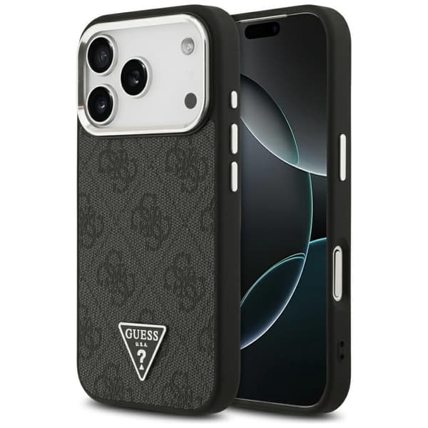 Guess 4G Triangle Logo MagSafe-etui til iPhone 17 Pro, sort sølv