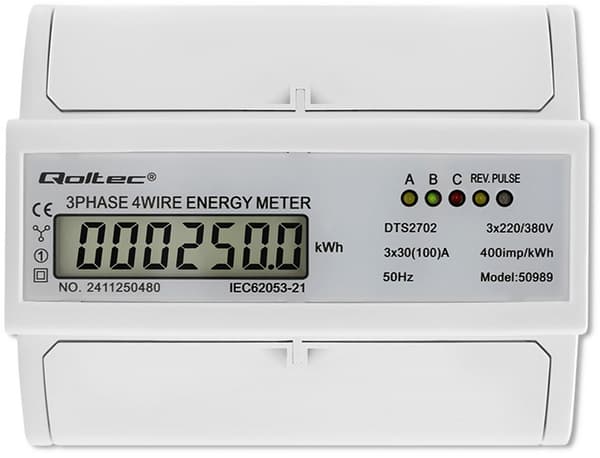 Trefaset tovejs elektronisk måler Qoltec 50989