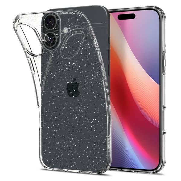 Spigen Liquid Crystal Glitter Cover til iPhone 16 Plus, Klar med Glitter