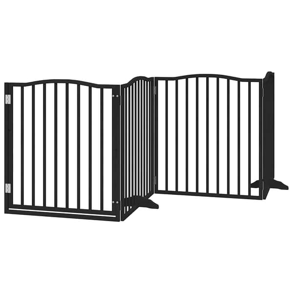 vidaXL foldbar hundegitter med dør 4 paneler sort 320 cm