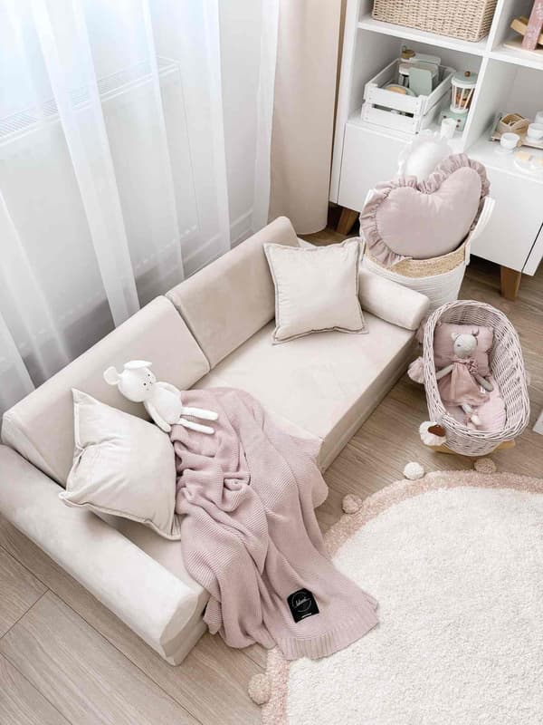 Montessori Comfort fløjls ecru mini legesofa