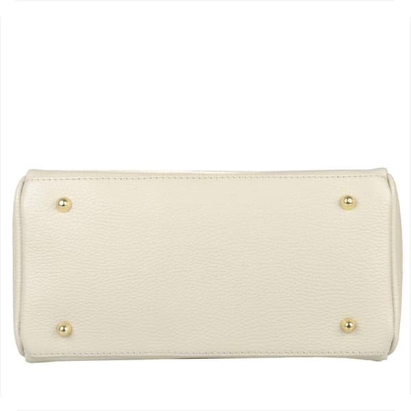 Elegant koffertväska i läder, ljusbeige
