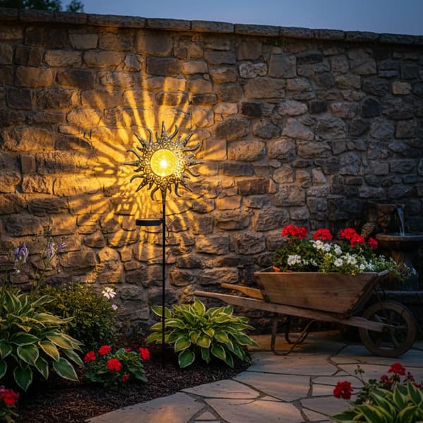Dekorativ solcellelampe Sun LED - metal havepynt
